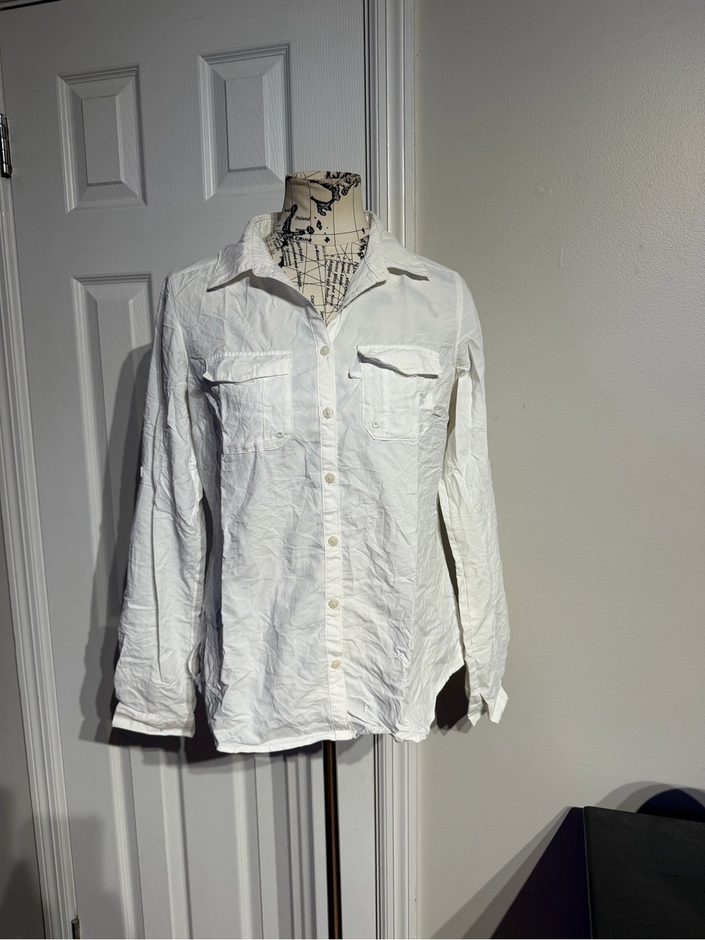 Columbia Omni Shade Sun Protection White Button shirt rollup outdoor hiking M